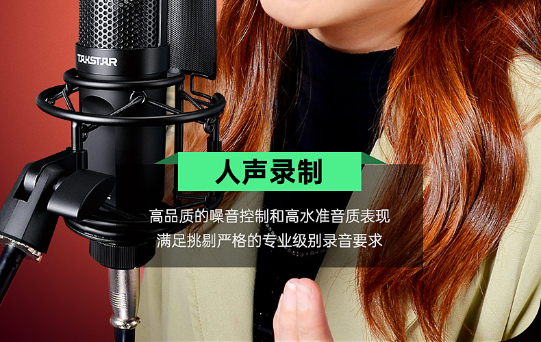 得胜(TAKSTAR) PC-K750 电容式录音麦克风 直播K歌录音麦克风