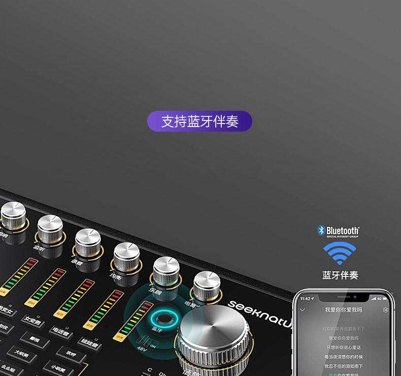森然(seeknature) ST60 手机直播声卡专用麦克风电脑唱歌网红k歌专用声卡
