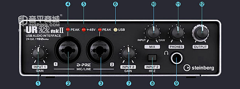 雅马哈(steinberg) UR22 MK II 二代 专业录音外置USB声卡
